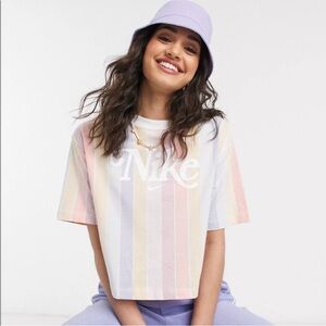 Nike Retro Pastel Striped Crop Retro Tee Small